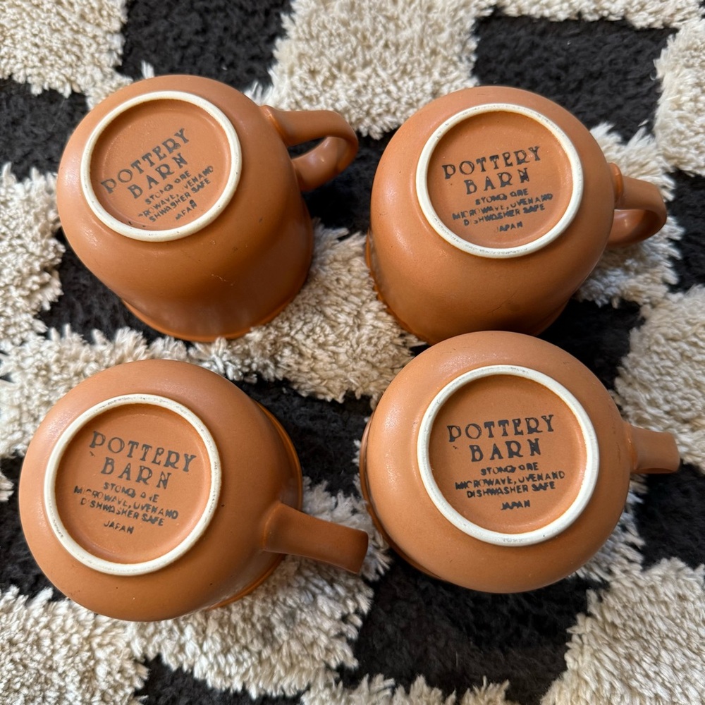 Pottery Barn Terracotta Mugs Set of 4